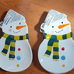 Sur La Table 4 Snowman Ceramic Plates darling!!!